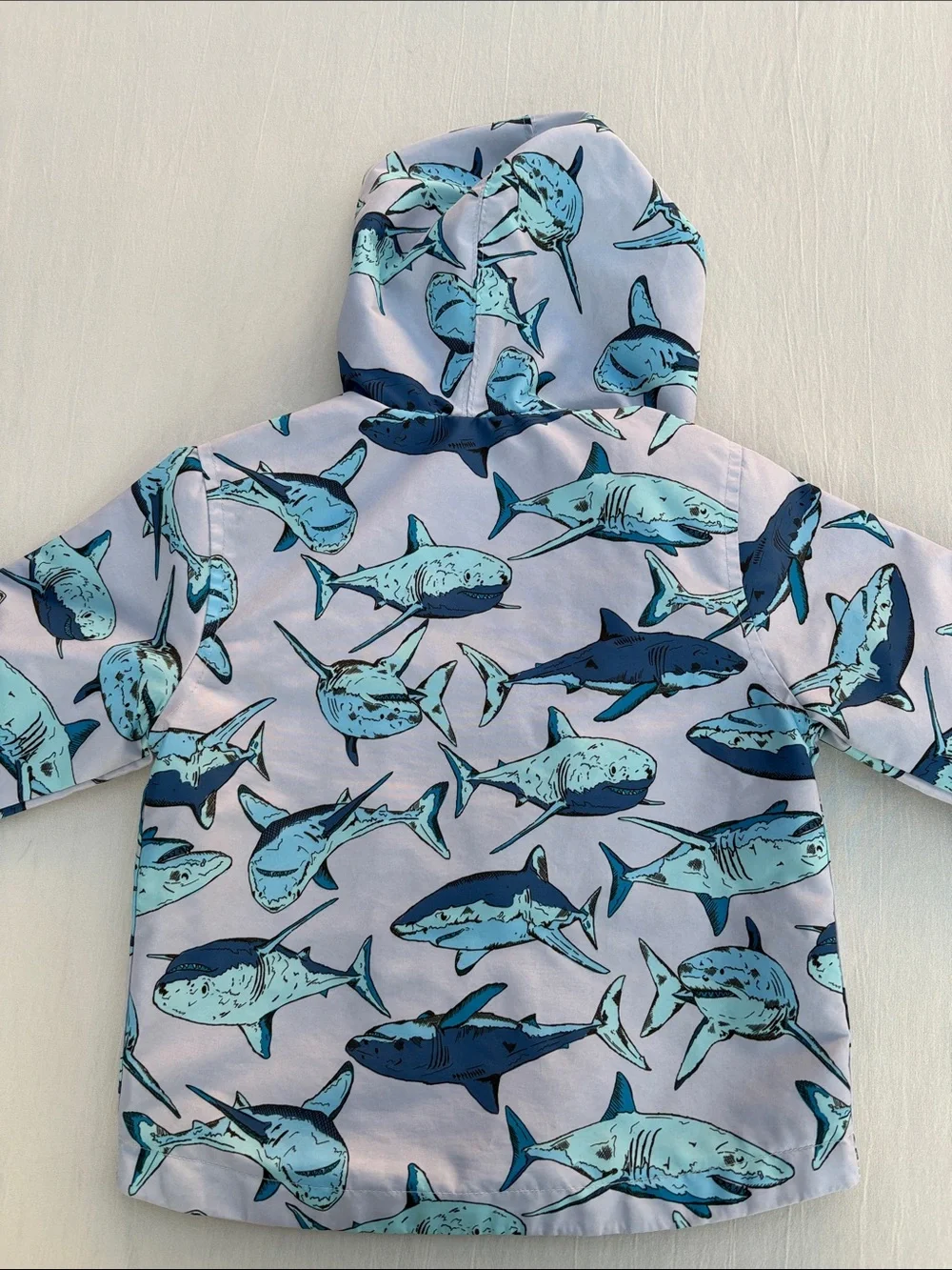 Carter's Boys Little Favorite Hooded Rain Jacket 18M Gray Blue Shark Print